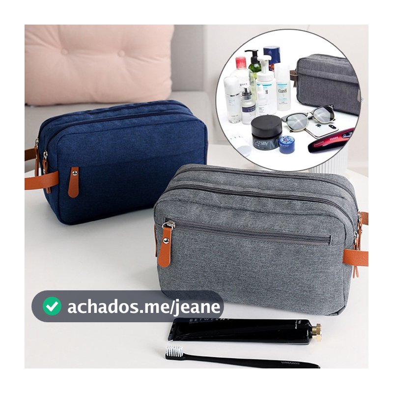 Necessaire Masculina Organizador Acessórios Viagem com Grande Capacidade, Impermeável, Alça Prática