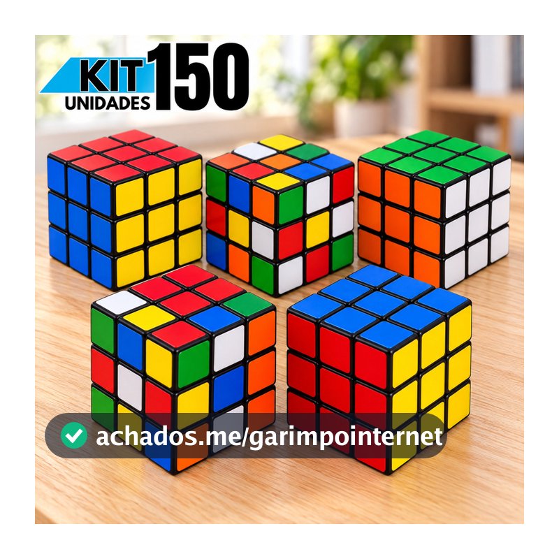 Kit 150 Cubos Mágicos – Brinquedo Educativo e Quebra-Cabeça 3x3 de Raciocínio Lógico