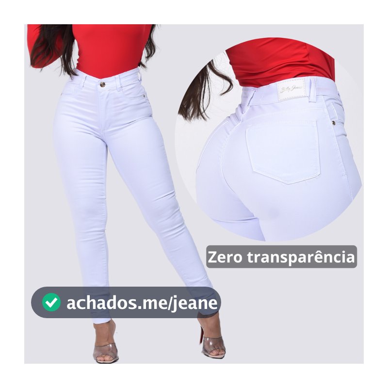 Calça Jeans Branca Feminina Skinny Lycra Tecido Grosso Cintura Alta perfeita pra Enfermagem/Dentista