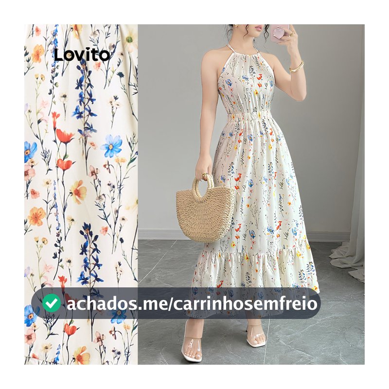 Lovito Férias Vestido Com Babados Franzidos Na Barra Para Primavera/verão LBL29247