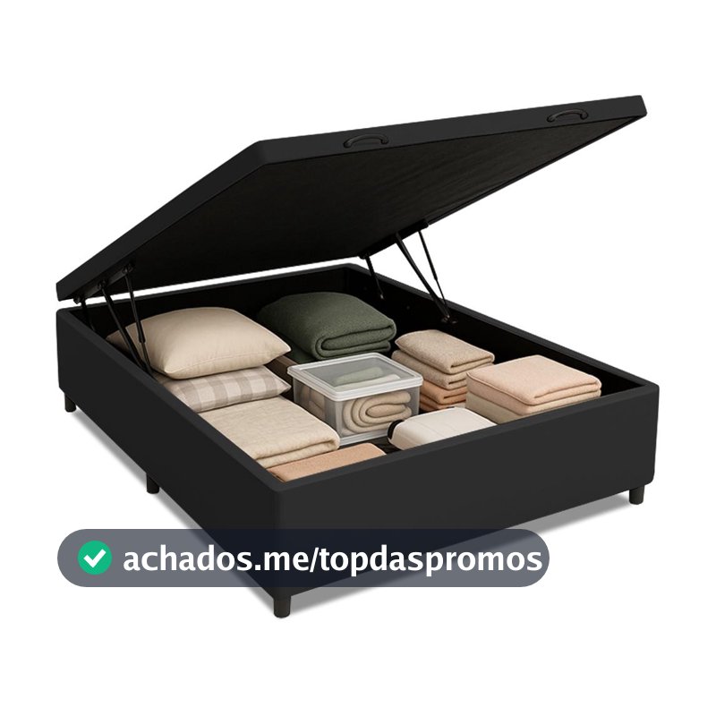 Cama Box com Baú Casal com 41cm de Altura Prince Preto