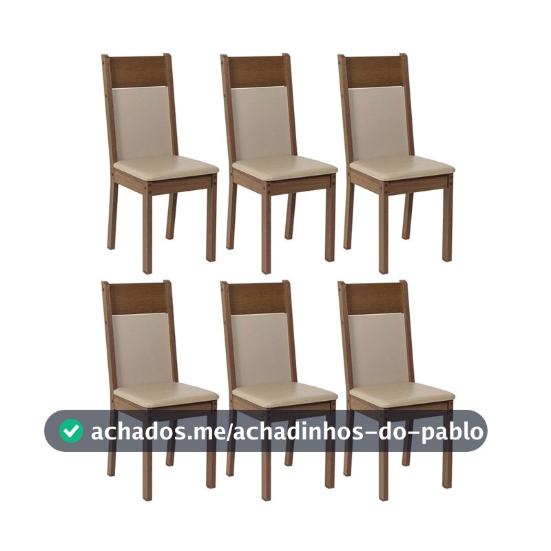 Kit 6 Cadeiras 4280 Rustic/Crema/Sintético Bege Madesa