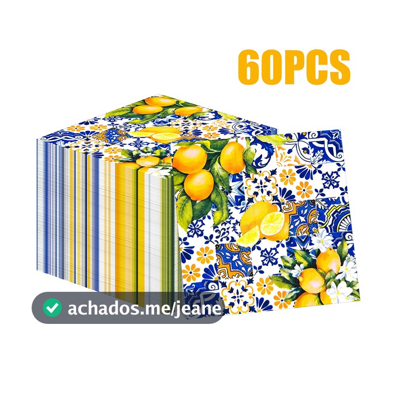 20/40/60 Peças Guardanapos Descartáveis De 2 Camadas – Padrão Limão Ideais Para Festas E Decoração De Mesa (13 X 13 Pole