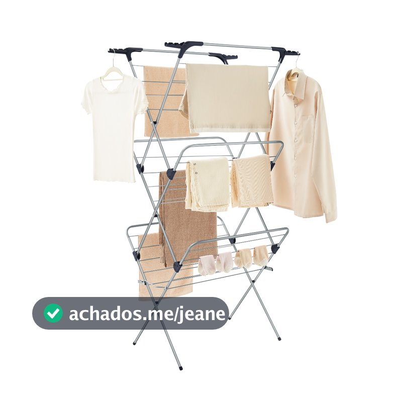 SONGMICS Varal de Roupas Dobrável, Estendal Compacto de Aço, para Lavanderia, Uso Interno e Externo, 20 m, Cinza