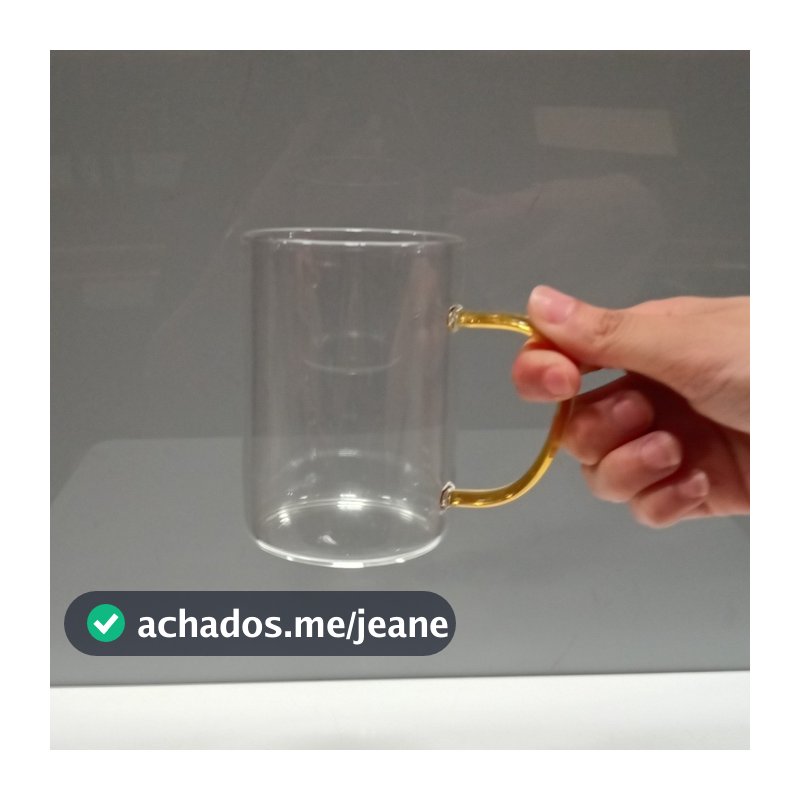 Caneca Xícara Alça Ambar Borossilicato 450ml 12x8x8cm