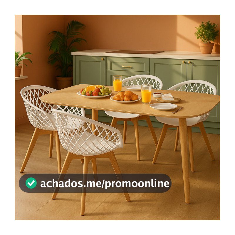 Kit 4 Cadeiras Web Wood Polipropileno Sala de Jantar e Cozinha