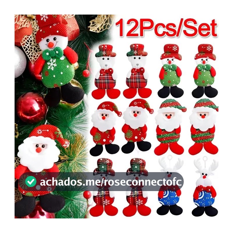 Produtos De Decoração De Natal-Pingente De Árvore 12 Peças De Boneca De Tecido Presente Pingentes De Boneco De Neve De U