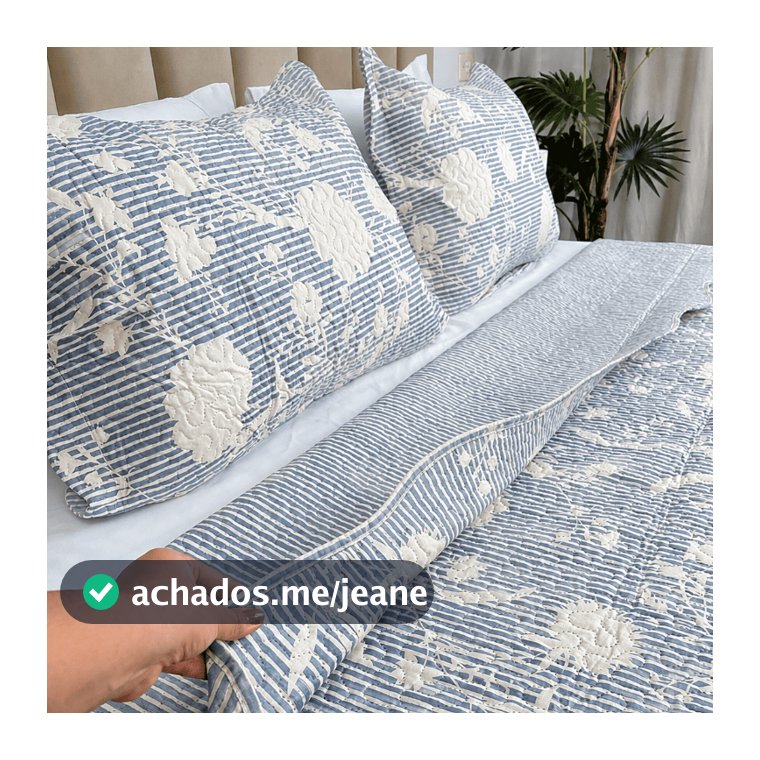 Kit Cobre leito Queen Linha Flores Colcha Hipercal 200 Fios Matelado Estampado