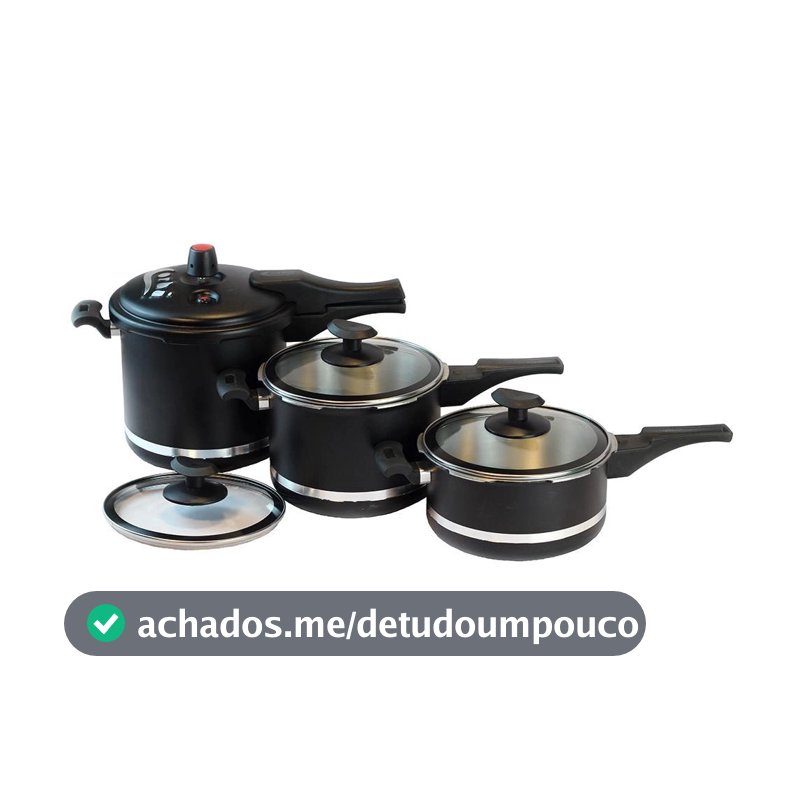 Jogo de Panelas Com Panela de Pressão Antiaderente 3 Panelas Que Viram Panela de Pressão 3L 4,5L 5,5