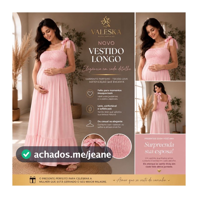 Vestido Longo Feminino Moda 2026 Duna Premium Elegante Confortável Gestante Lastex Ajustável e alças