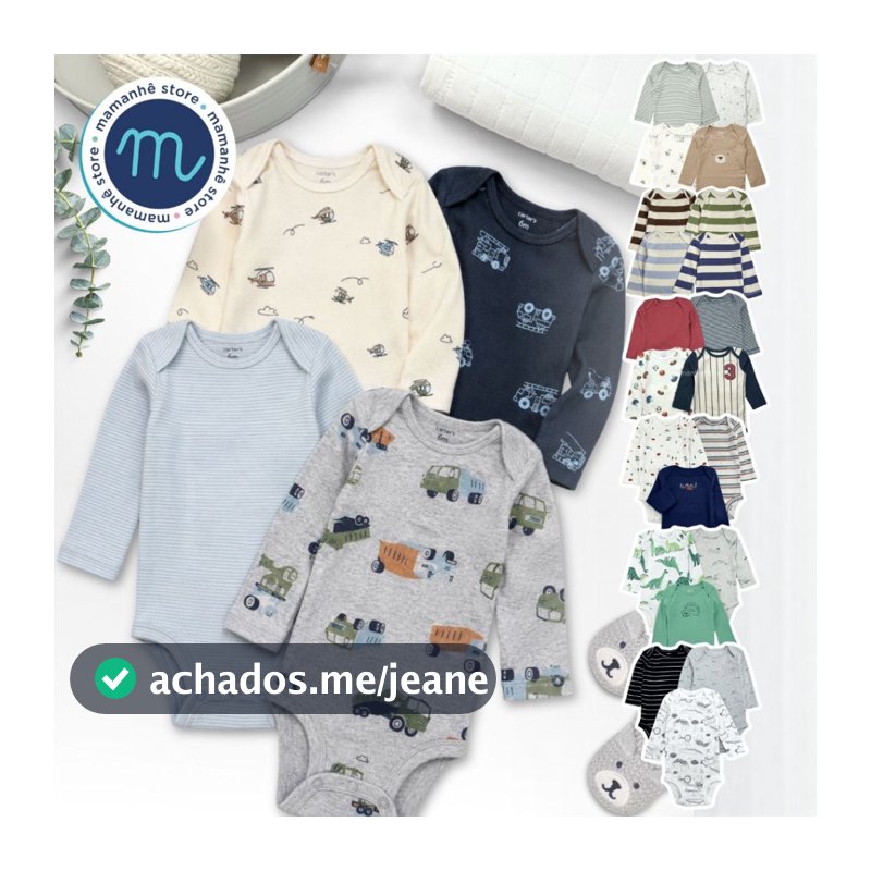 Kit Body Bebê Menino Manga Longa Original Vários Modelos