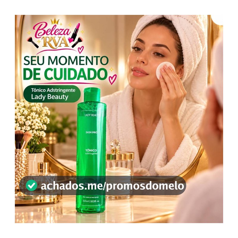 Tônico Facial Adstringente Lady Beauty Skin Pro 310ml Limpeza e Controle da Oleosidade