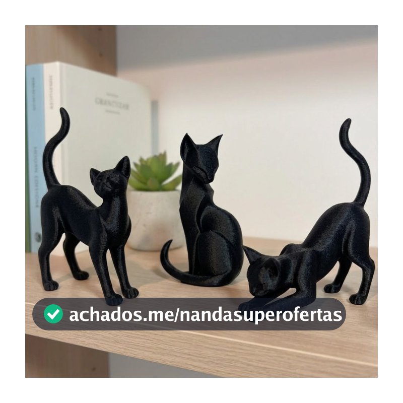 3 Escultura Gato Decorativo para casa mesa e estante Decoração Moderna Casa Escritorio