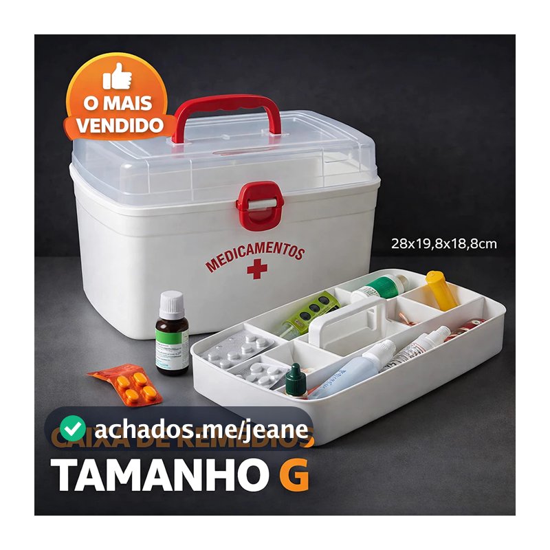 Maleta Frasqueira Plástica Socorros Organizadora para Medicamentos e Remédios