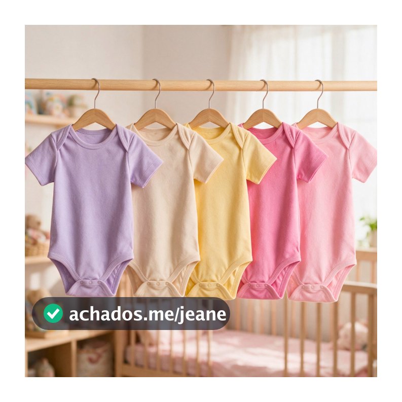 Kit 5 Bodies Bebê Manga Curta Menina Algodão Suedine Macacão Nenem Enxoval
