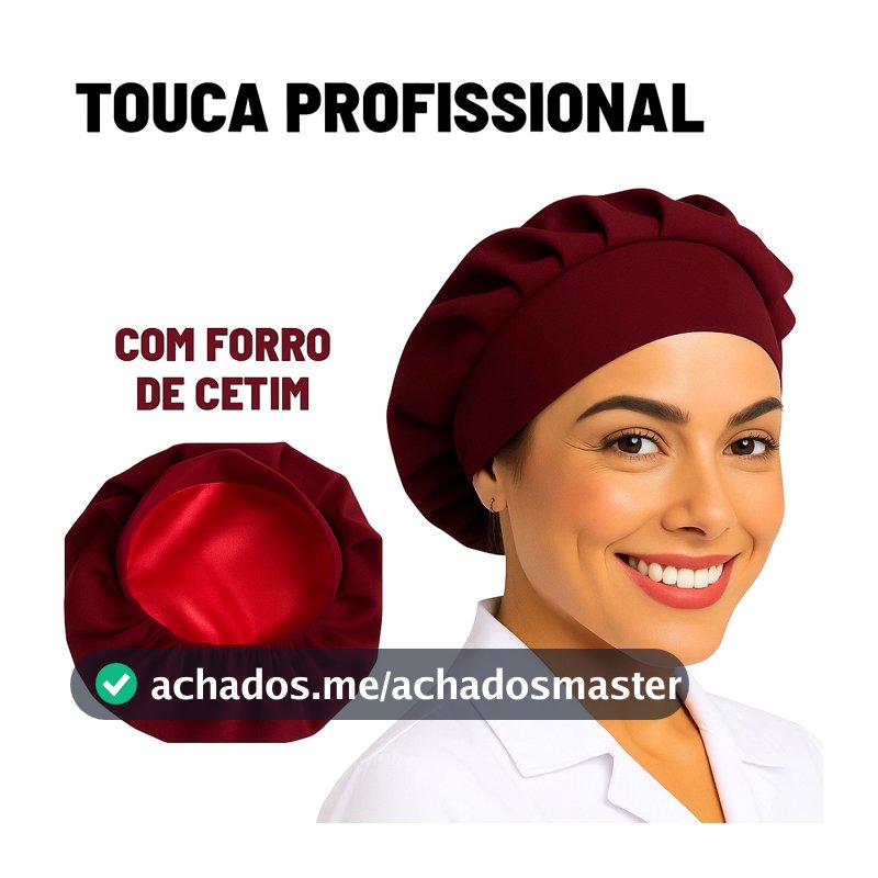 Touca cirúrgica com forro de cetim hospitalar feminina enfermagem doceira cozinha com elástico