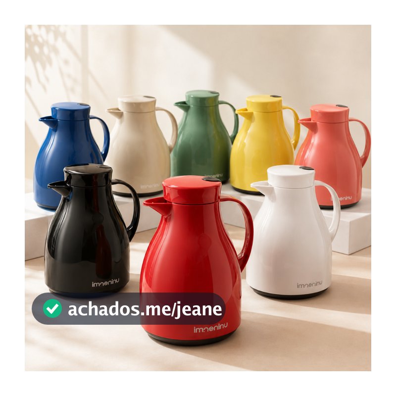 Garrafa Termica Paris 1 Litro Unitermi Bule Gatilho Ampola Vidro Cafe Cha Leite Cozinha Escritorio
