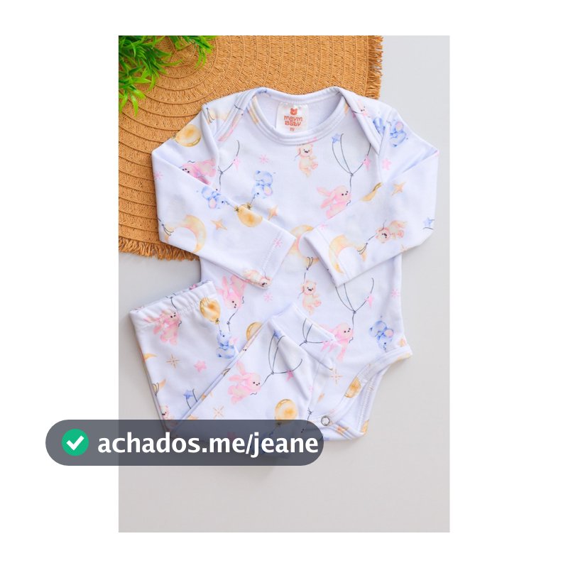 Conjunto Térmico Bebê Infantil Pagão Longo Estampado Coelhinha Menina