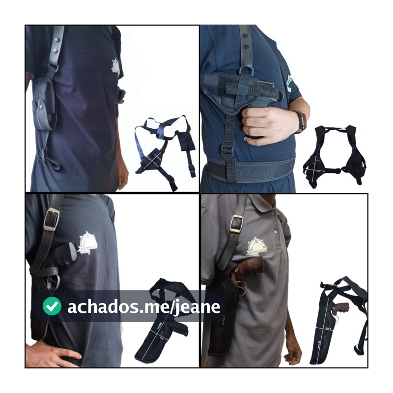 Coldre Axilar Preto Saque Rápido Padrão Exercito/Segurança/Policial Militar – Ajustável