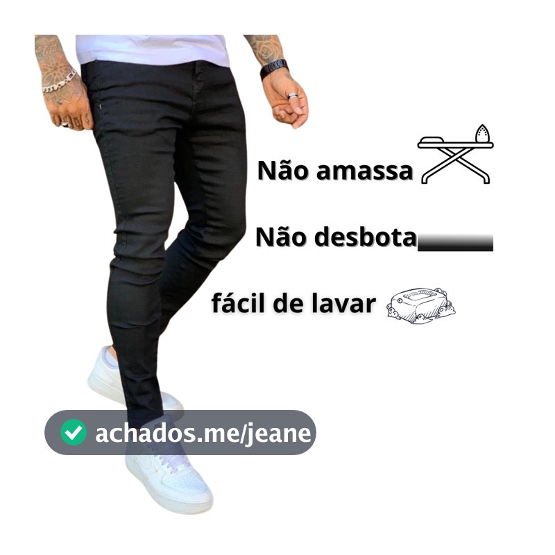 Calça jeans preta masculina skinny linha premium envio promoção NF