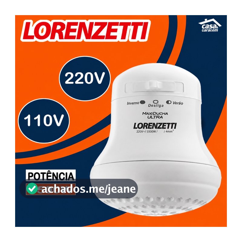 Chuveiro Maxi Ducha Ultra 5500W 127v e 220v Lorenzetti