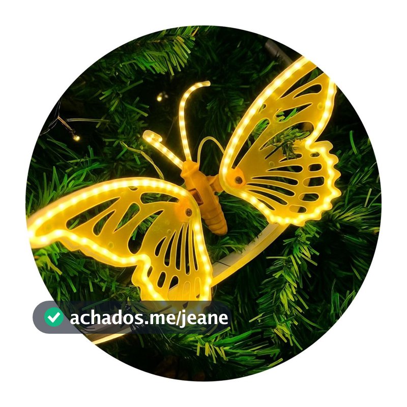 Borboleta LED 32cm Com Movimento Asa Realista Bivolt Decorativa Externa Interna Árvore Natal Loja Branco Quente Frio
