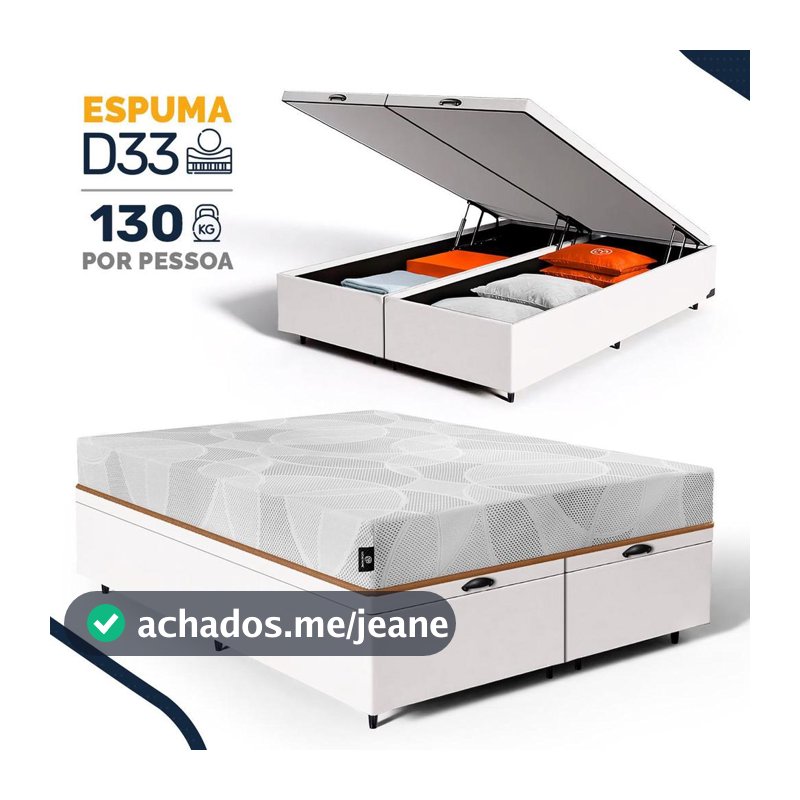 Cama Box Baú com Colchão Ortopédico de Espuma D33 a  Vácuo Sonno Full - Lucas Home - Queen