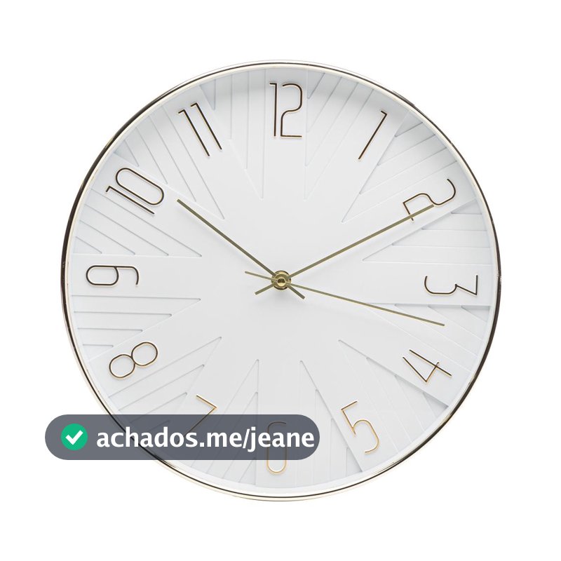 Relógio de Parede Modern 30,5cm Plástico Branco Wolff para Sala Quarto Cozinha Escritório Decoração Minimalista Elegante
