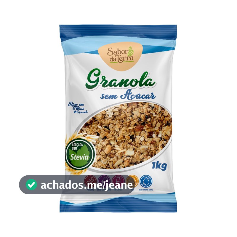 Granola sem Açúcar 1kg - Sabor da Terra -  com Stevia Rica em Fibras Crocante Sem Lactose