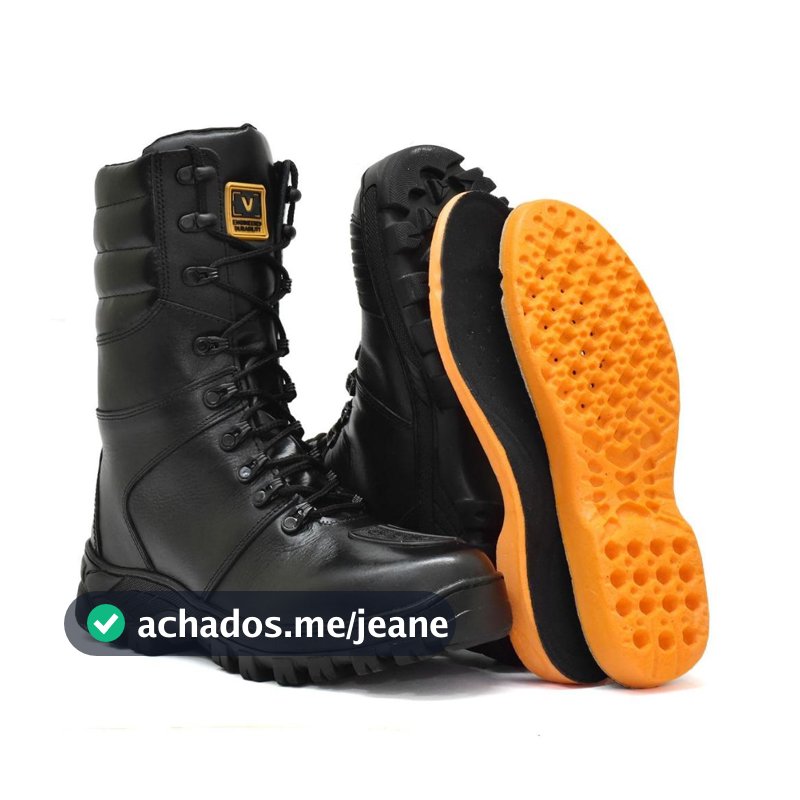 Coturno Bota Militar Masculino Tático De Couro Legitimo Reforçado Costurado Super Leve Macio