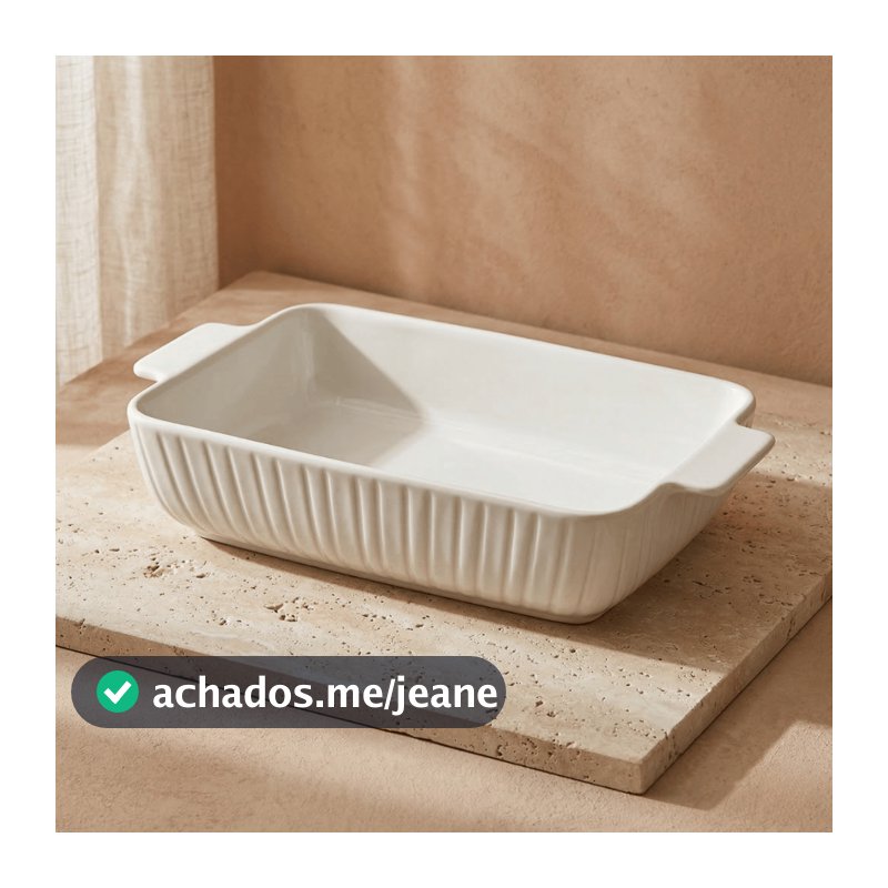 Travessa Retangular Redonda Jade em Cerâmica Assadeira Refratária Forno Mesa Posta Cinza Branco Verde