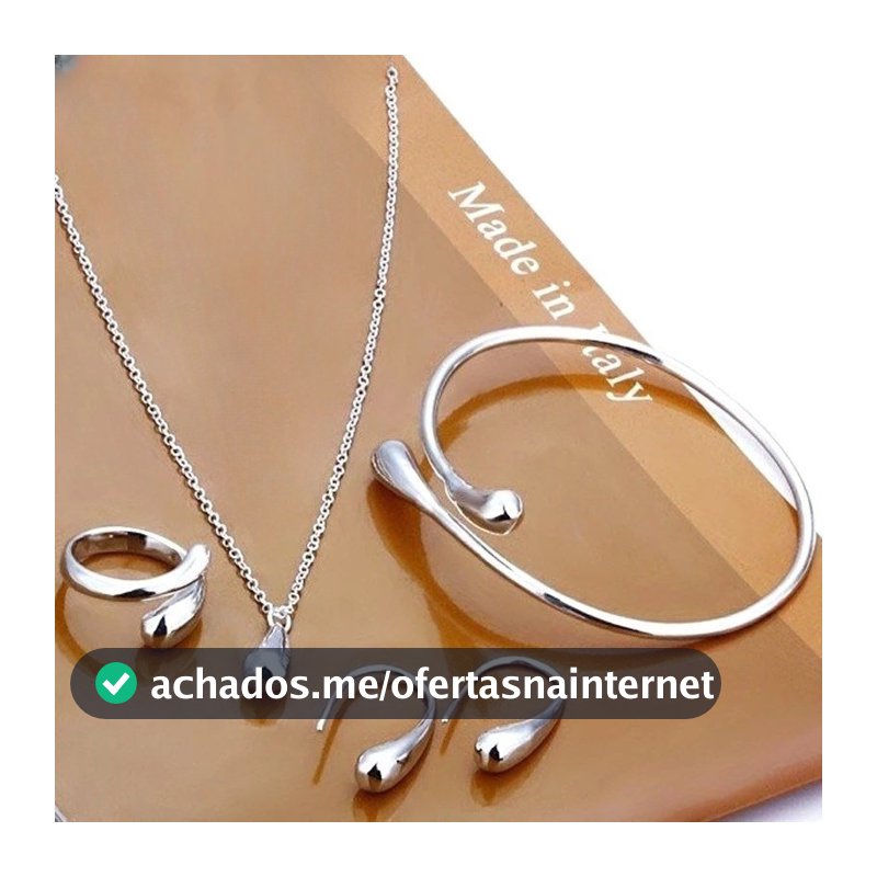 Conjunto De Joias Banhadas A Ouro Feminino Gota D'água – 4 Peças De Anel , Colar , Brincos , Pulseira , Presente Elegant