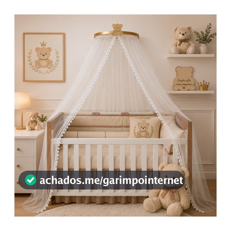 Dossel urso com mosquiteiro para berço