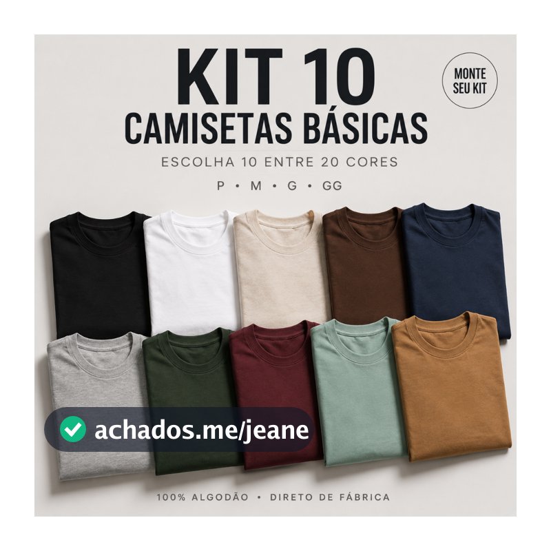 Kit 10 Camiseta Masculina Básica Lisa 100% Algodão Premium regular Camisa Atacado Direto Da Fábrica