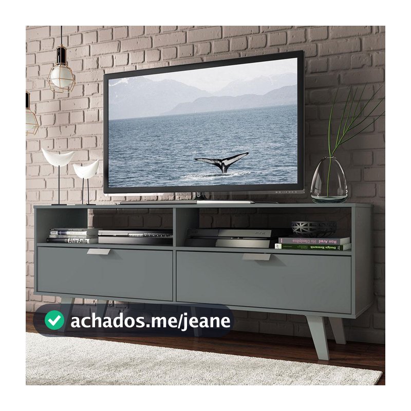 Rack para TV até 55 Polegadas Madesa Oslo com 2 Portas - Cinza