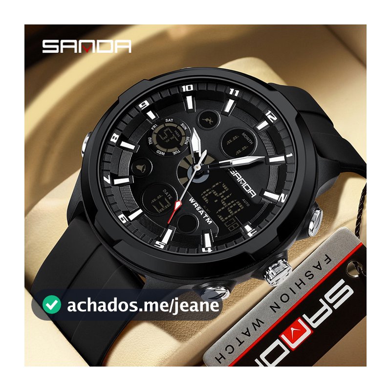 Sanda New Relógio Eletrônico Masculino Moda E Lazer Noturno À Prova D'água Multifuncional SD9053-3