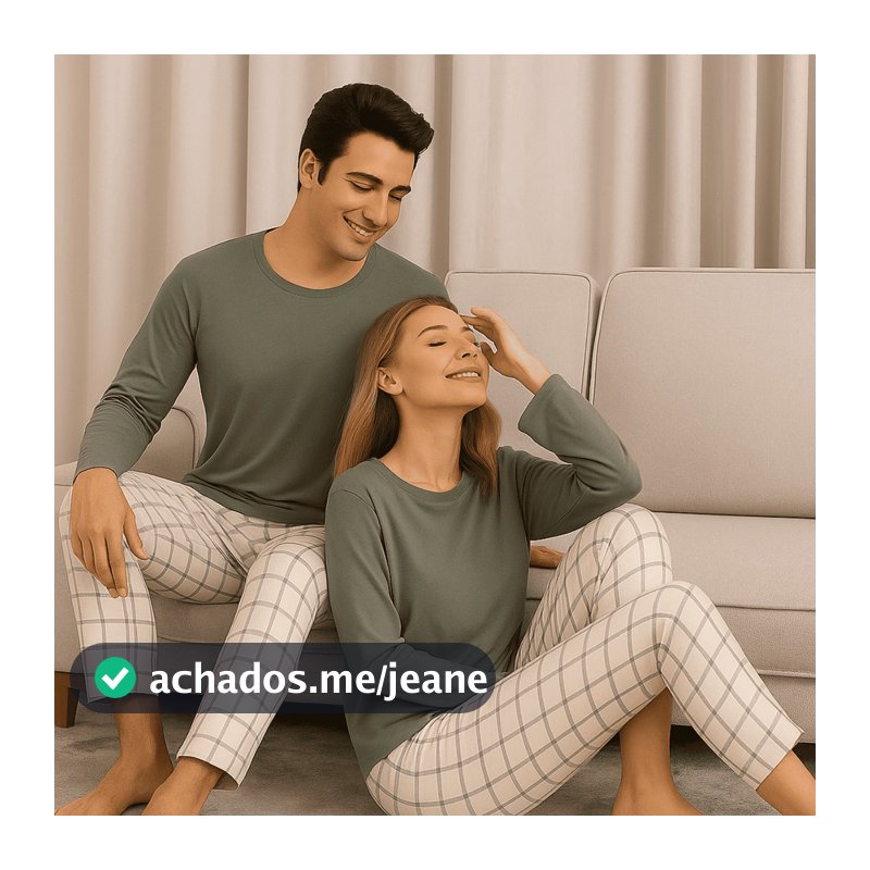 Kit Pijama Casal Namorados Inverno Meia Estação Estampa Combinando Feminino Masculino