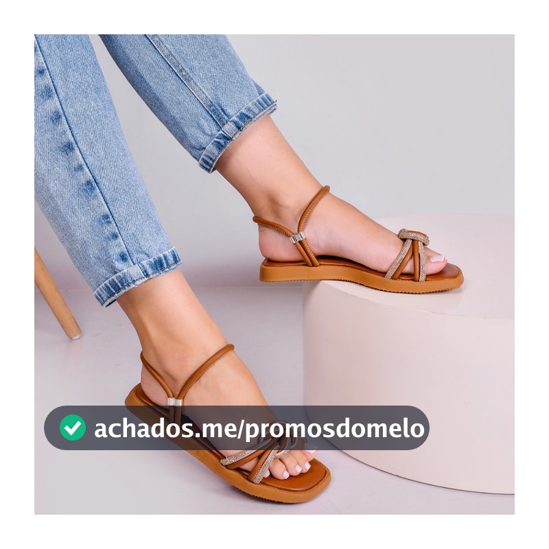 Rasteirinha Papete Feminina com Brilho Nó Estilizado Conforto Elegância Fabrica Miss Moda 006.2