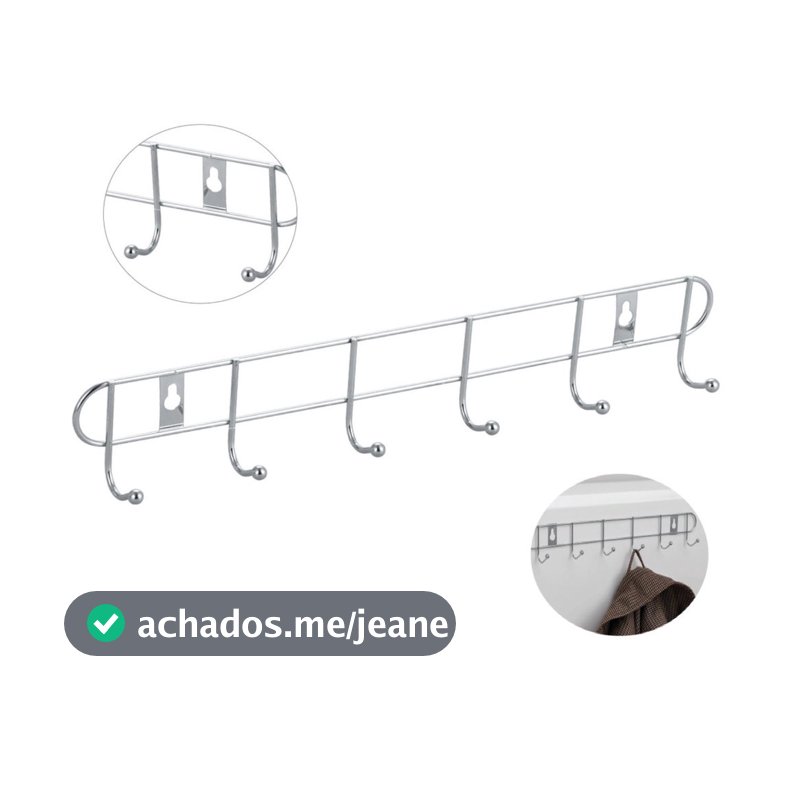 Cabideiro De Parede Suporte Aço Inox Cabide Com 6 ou 8 Ganchos Multiuso
