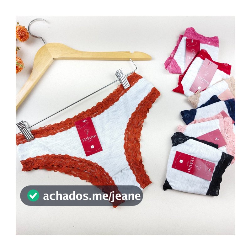 kit 5 Calcinha Feminina Algodão Tanga Renda Lingerie Conforto