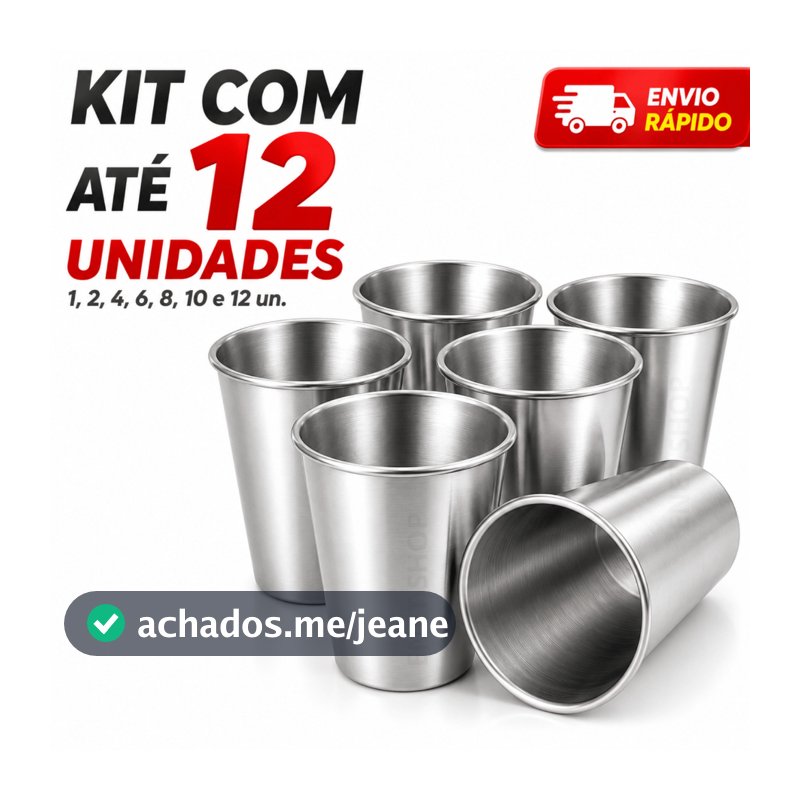 Kit Copo de Alumínio 250ml Reforçado Leve Durável Reutilizável Água Suco Cerveja Chopp
