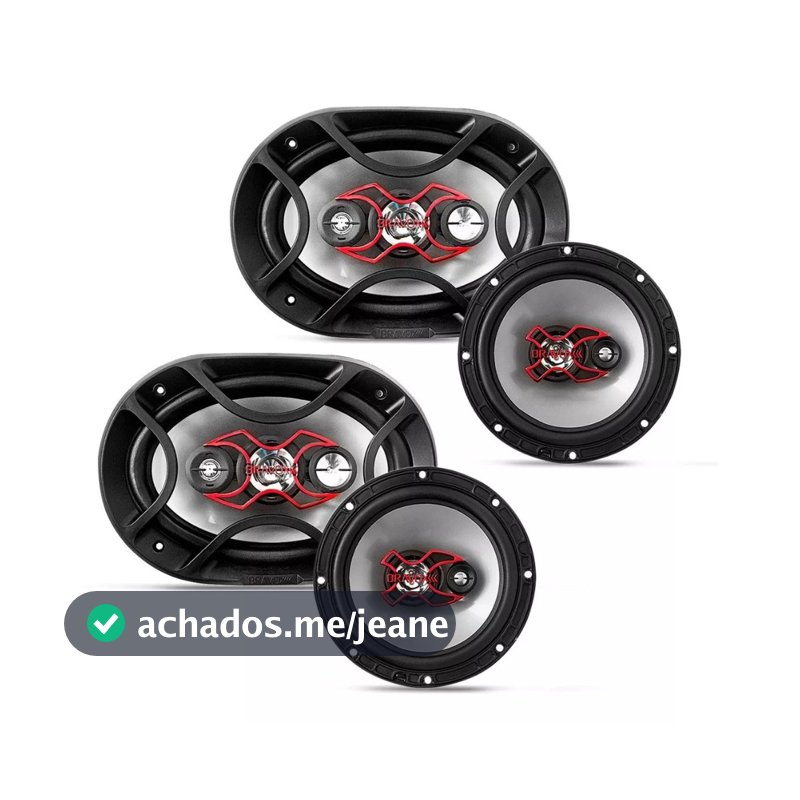 Alto Falante Bravox Kit Facil 6 + Triaxial Quadriaxial 6x9 Cor Preto