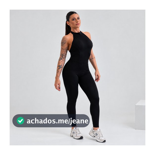 Macacão Longo Fitness Feminino Costas Abertas Suplex Premium Zero Transparência Academia Treino