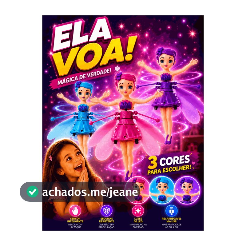 Boneca Fada Voadora Com Sensor De Movimento - Brinquedo Infantil Fadinha Mágica E  Encantada