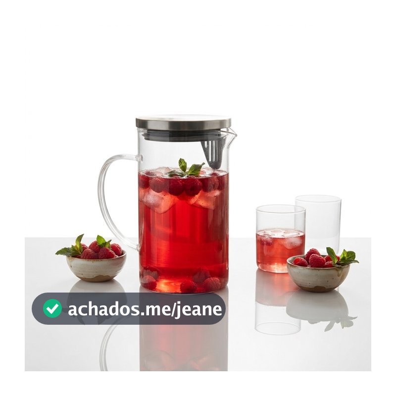 Jarra Wolff Vidro Borossilicato com Tampa 1 L Resistente para Água Suco Chá Bebidas Quentes e Frias Geladeira Mesa Posta