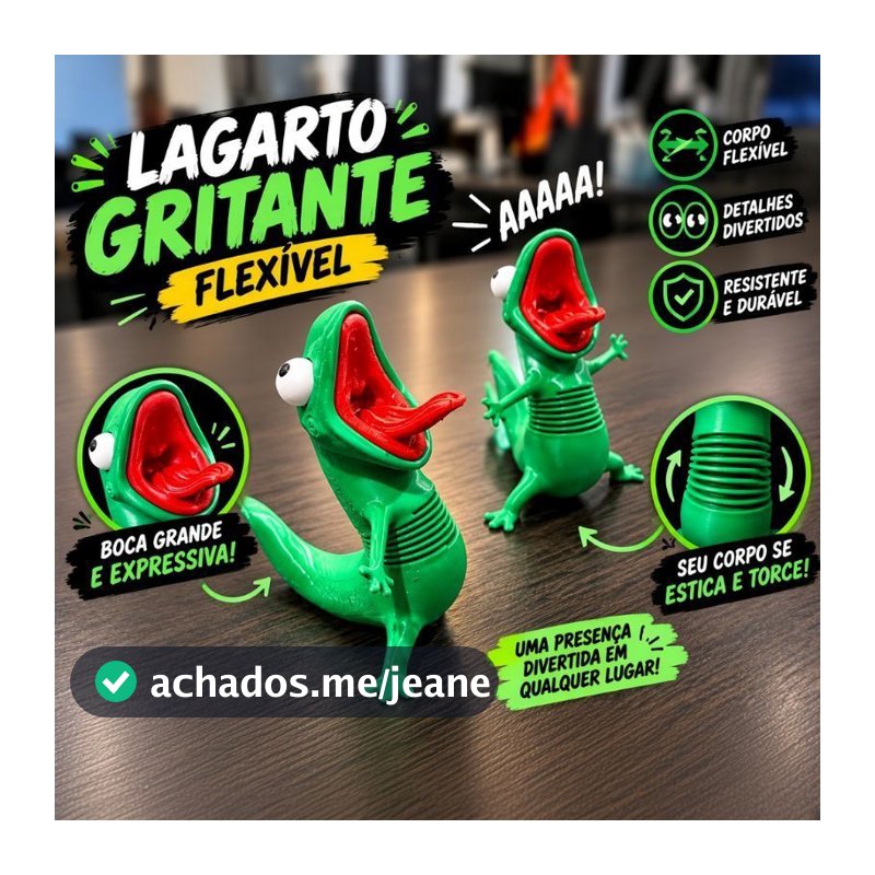 Action figure boneco lagarto gritante flexível meme divertido 3D