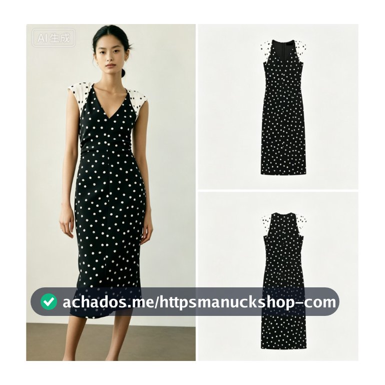Verão Novo Estilo Feminino Simples Polka Dot Fan Flauta Vestido3897160