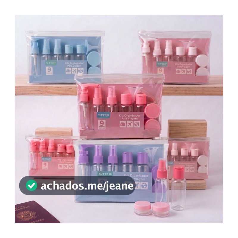 Kit 10 Itens Frascos Viagem Shampoo/Creme/Sabonete Liquido Organizador de Mala