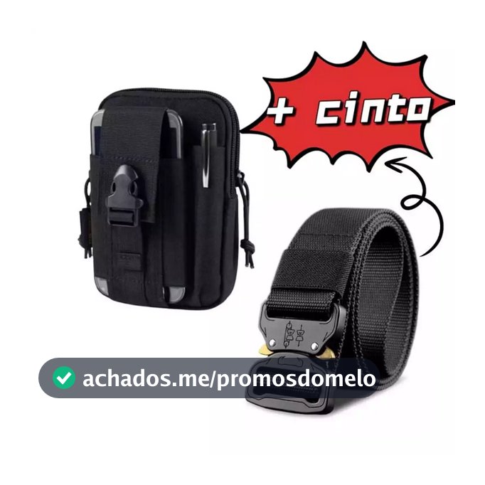 Kit Cinto pochete porta treco tático militar com bolsa engate rápido masculino