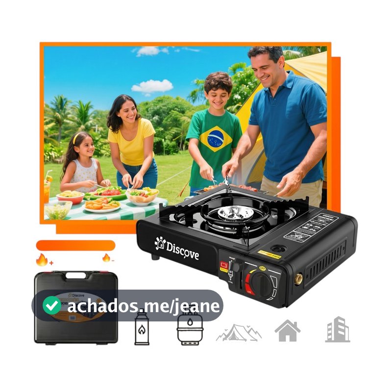 Fogão portátil Fogareiro de Mesa Gás Multiuso com Maleta Acampamento Casa 2900 Potência